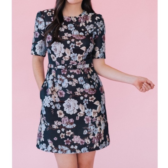 Gal Meets Glam Floral Tapestry Cocktail Mini Dress - Picture 1 of 8